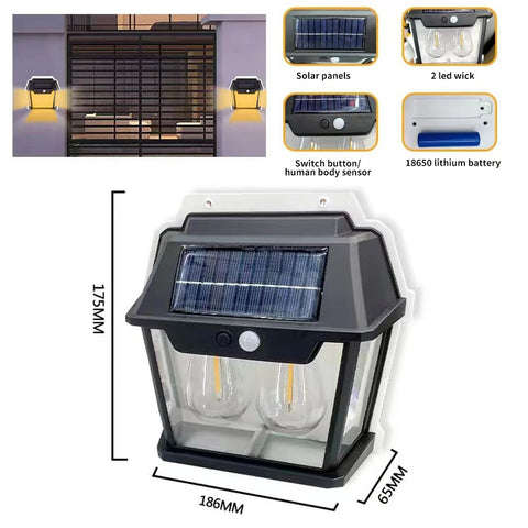 LED Dual Core Outdoor Lighting Solar Warm Light Wall Lamp