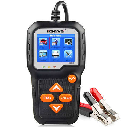KONNWEI KW650 Car Motorcycle BatteryTester 12V 6V Battery System Analyzer 2000CCA Charging Cranking