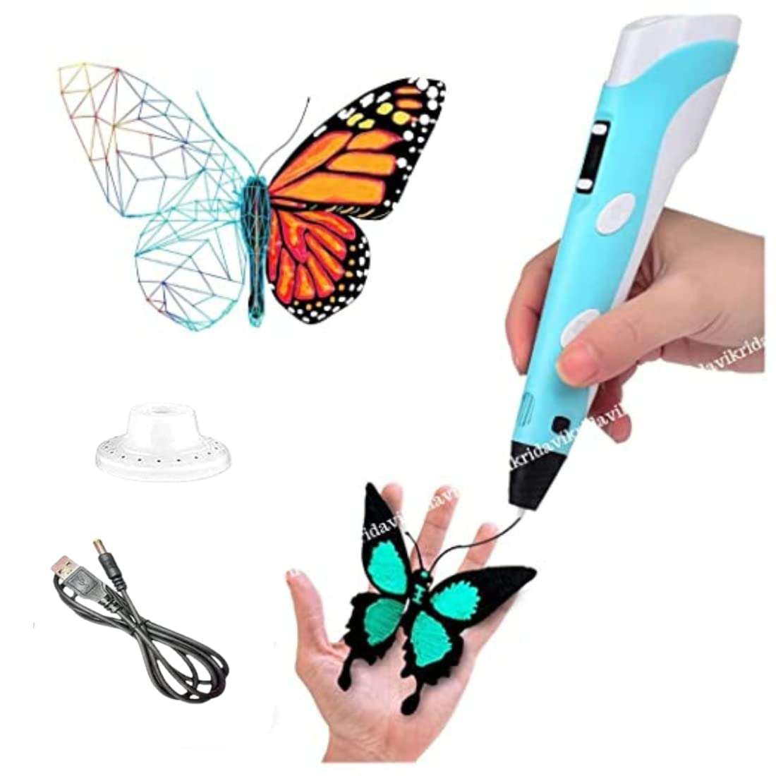 Combo Set Of 3D Pen, Lcd Display With 10 Pcs 5 Metre +3 Pcs 5 Metre Different Color Of Pla Filament