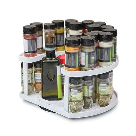 360 Degree Rotating Spice Rack Turntable Non Skid Save Space 2 Tiers Condiments Storage Rack for Kit