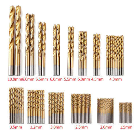 99PCS Titanium Coated Twist Drill Bit Set with Case