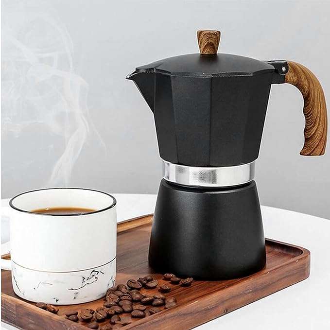 Aluminum Alloy Moka Pot Stovetop Espresso Coffee Maker Italian Moka Pot with Prevent Scalding Hand
