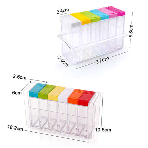 Spice Box Transparent Spice Jar Colorful Lid Seasoning Box 6Pcs/Set