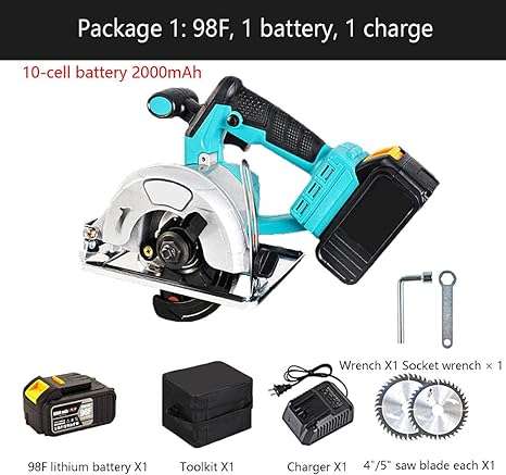 20V Electric Hand Saw, 4.0Ah Battery, 6-1/2 Inch, 1000W Saws For Woodworking with Fast Charger, 2 Bl