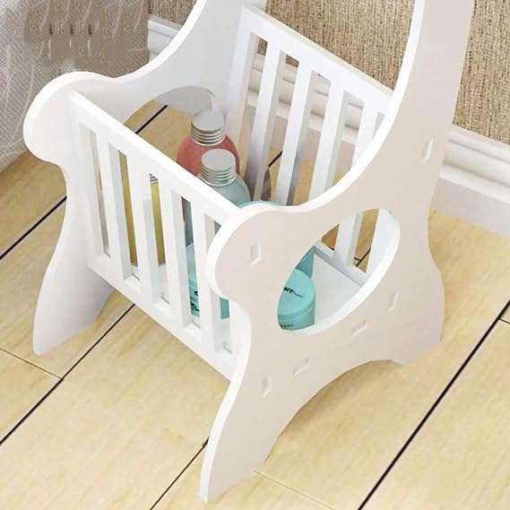 Tables Round Side End With Magazine Holder Rack White For Living Room