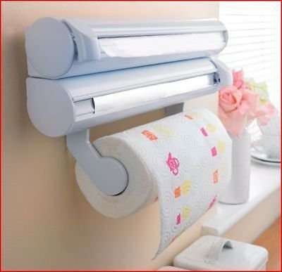 3 in 1 Wrap Center Holds Silver Foil Plastic Wrap and Paper Towels 3 in 1 Kitchen Triple Paper