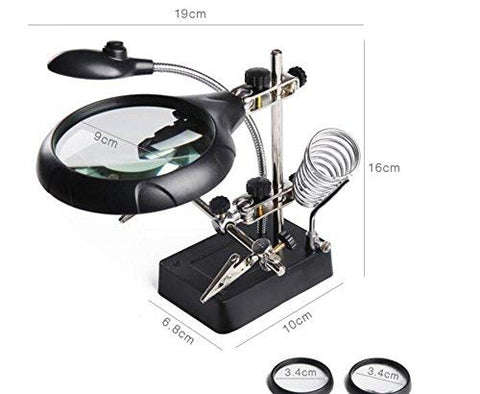 LED lamp 90mm Glass Mirror 3 Lens Repair Special Desktop Magnifying Glass Tools