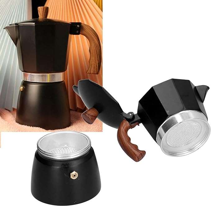 Aluminum Alloy Moka Pot Stovetop Espresso Coffee Maker Italian Moka Pot with Prevent Scalding Hand