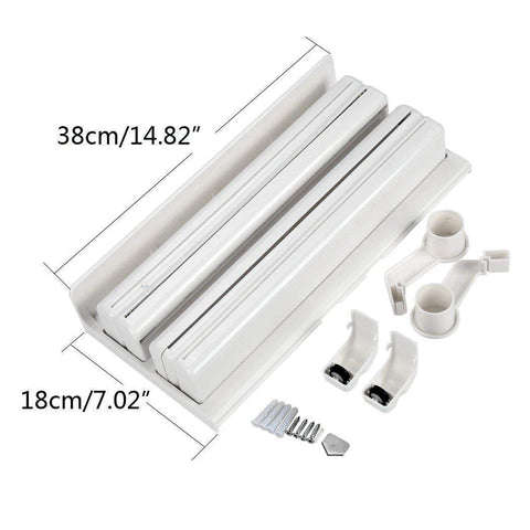 3 in 1 Foil Cling Film Tissue Paper Roll Holder for Kitchen with Spice Rack -White | Kitchen Triple