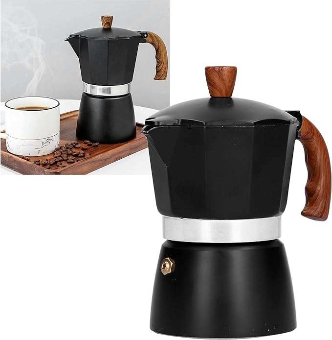Aluminum Alloy Moka Pot Stovetop Espresso Coffee Maker Italian Moka Pot with Prevent Scalding Hand