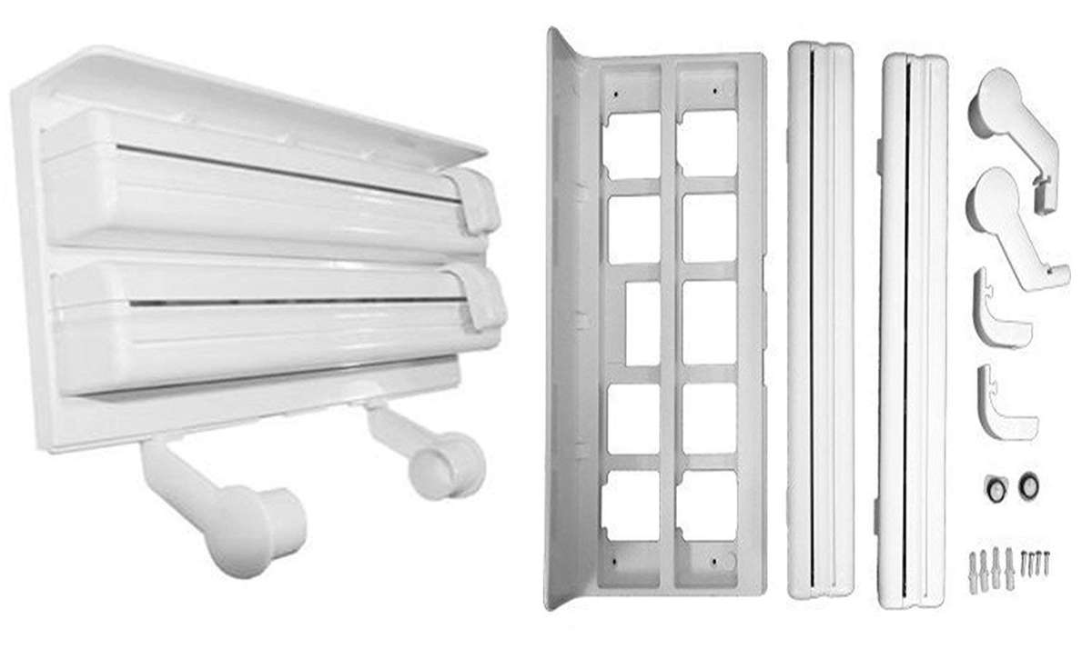 3 in 1 Wrap Center Holds Silver Foil Plastic Wrap and Paper Towels 3 in 1 Kitchen Triple Paper