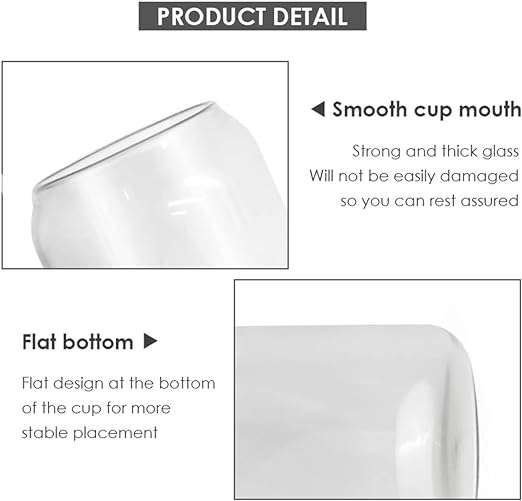 4Pcs Beer Drinking Glass Cup 500ML Can Shaped Glasses Beer Glass Cup with Bamboo Lids and Stainless