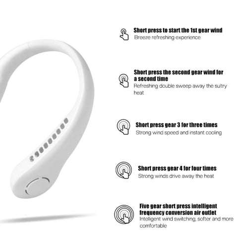 Portable USB Rechargeable Neckband Lazy Neck Hanging Dual Cooling Mini Fan