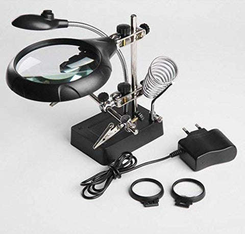 LED lamp 90mm Glass Mirror 3 Lens Repair Special Desktop Magnifying Glass Tools