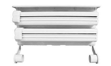 3 in 1 Foil Cling Film Tissue Paper Roll Holder for Kitchen with Spice Rack -White | Kitchen Triple