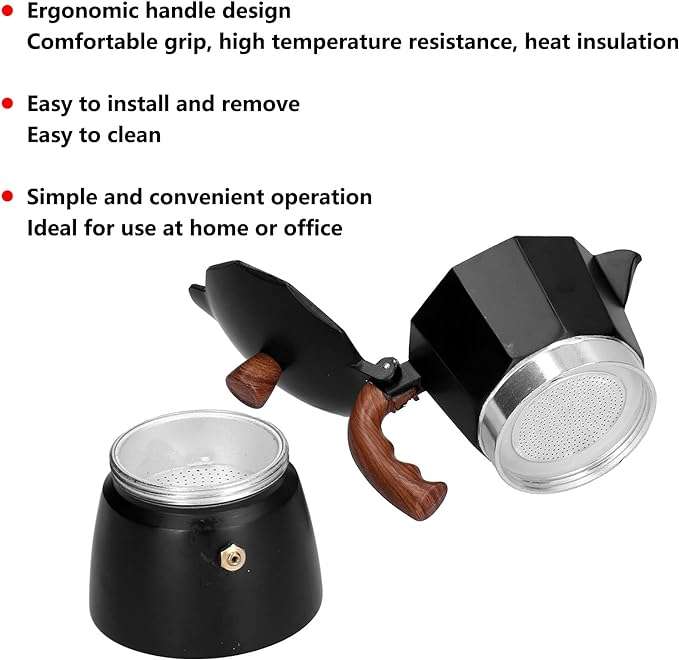Aluminum Alloy Moka Pot Stovetop Espresso Coffee Maker Italian Moka Pot with Prevent Scalding Hand