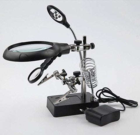 LED lamp 90mm Glass Mirror 3 Lens Repair Special Desktop Magnifying Glass Tools