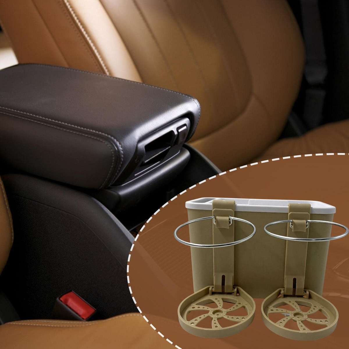 Car Armrest Storage Box Water Cup Holder, Car Seats Tissue Organizer, Multifunctional Car Accessorie