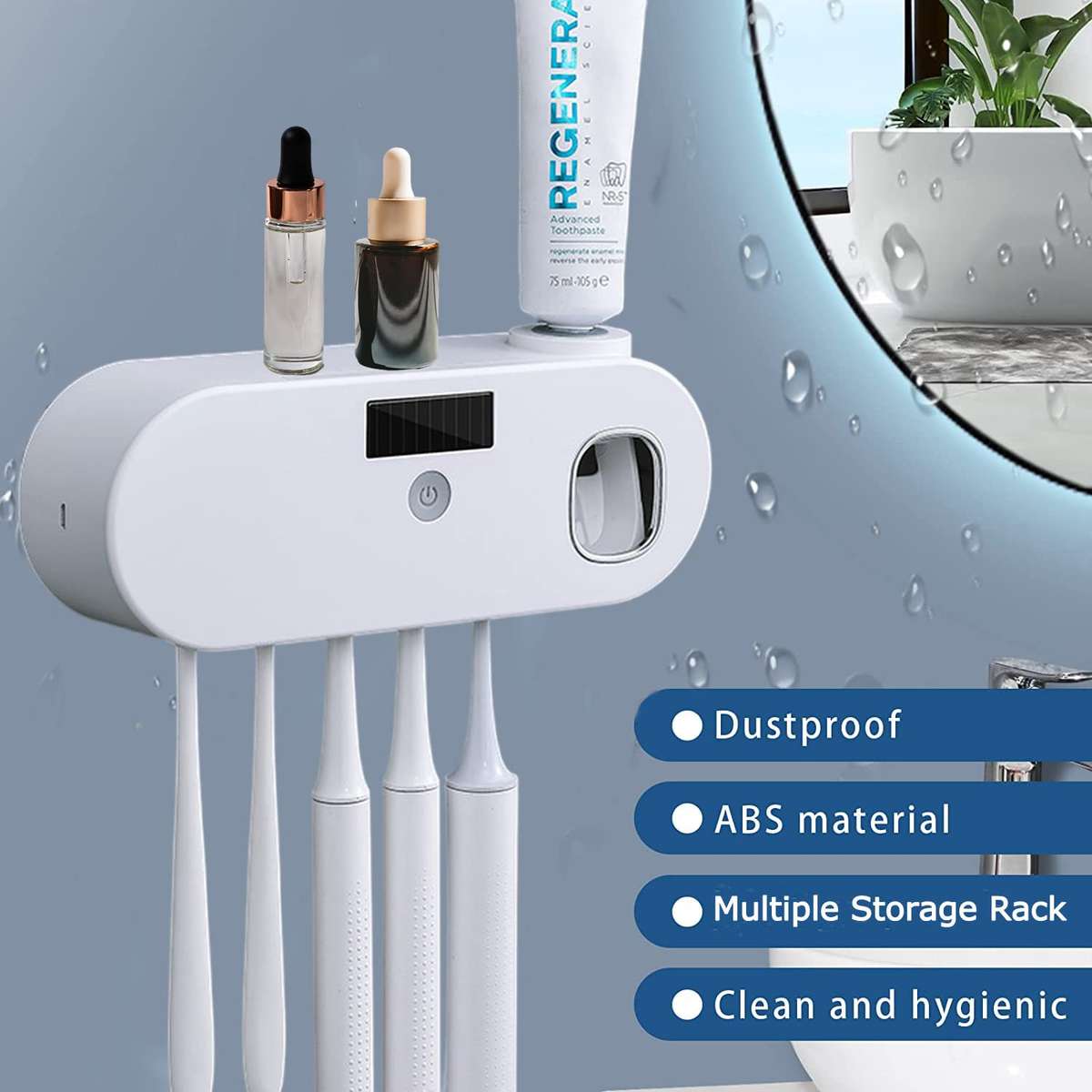 Wall Mounted Toothbrush Holder with Toothpaste Dispenser Electric Toothbrush Holder for Bathroom