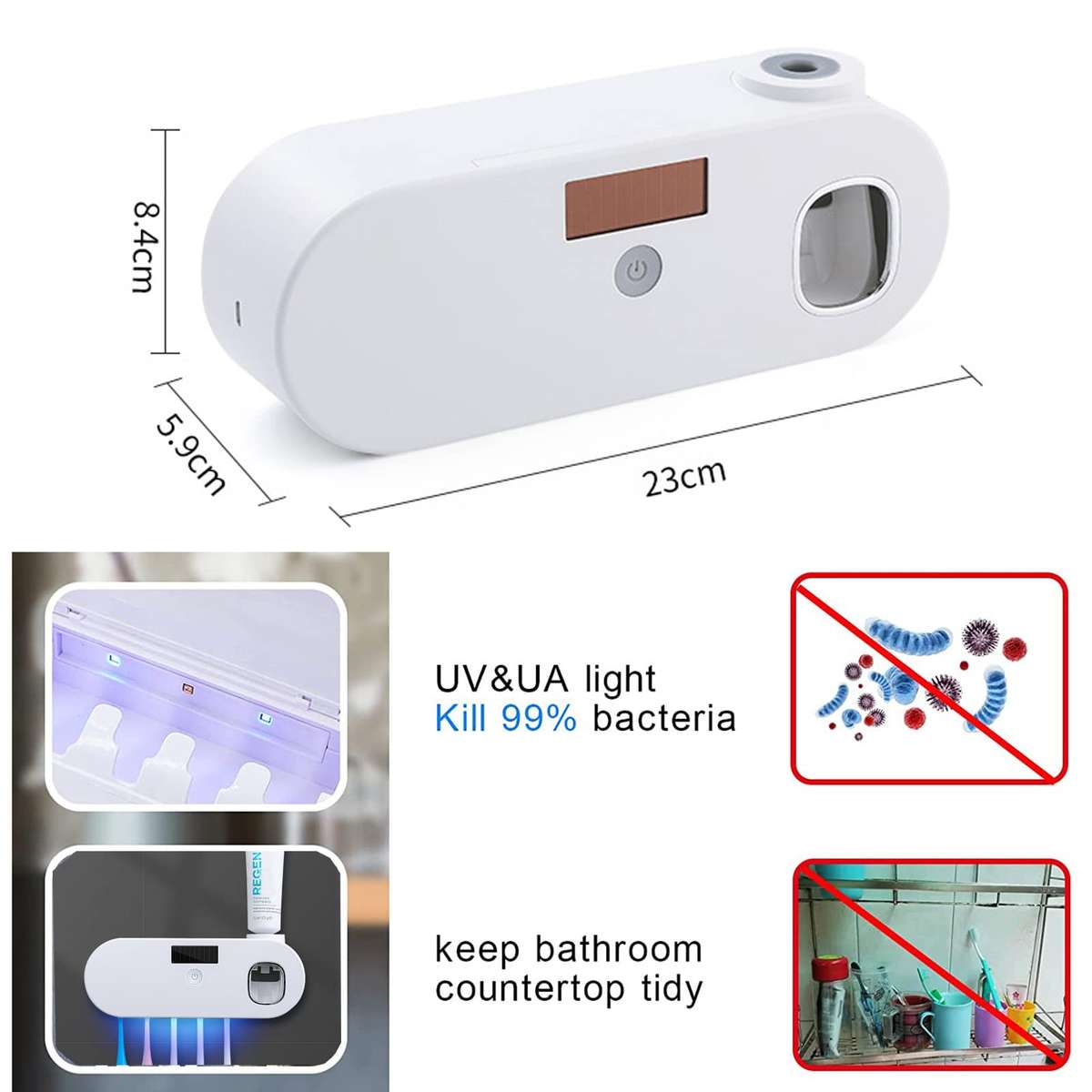 Wall Mounted Toothbrush Holder with Toothpaste Dispenser Electric Toothbrush Holder for Bathroom