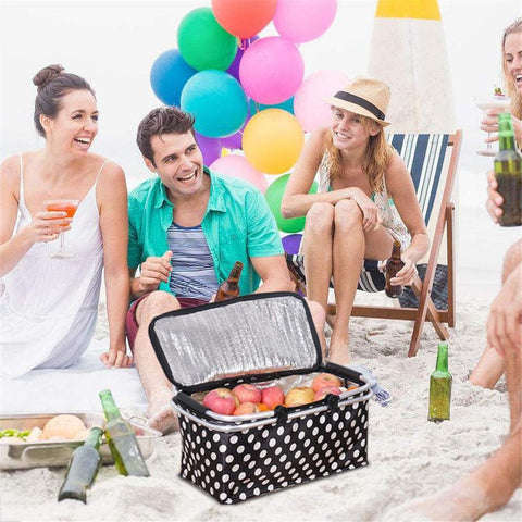 Insulated Foldable Picnic Basket 30L Insulated Bag Folding Basket with Aluminum Handle Portable Fres