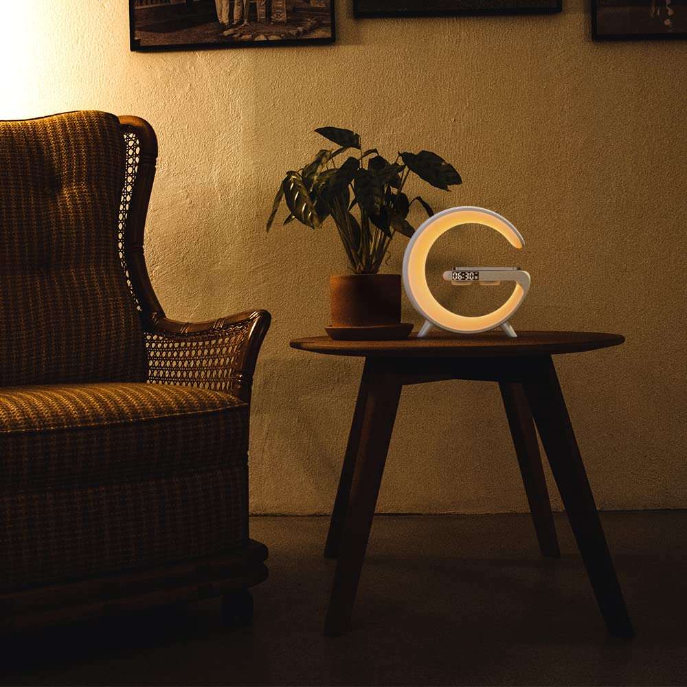 Multifunctional Wireless Charger Alarm Clock Speaker, 2023 Wireless Charger Atmosphere Lamp, Intelli