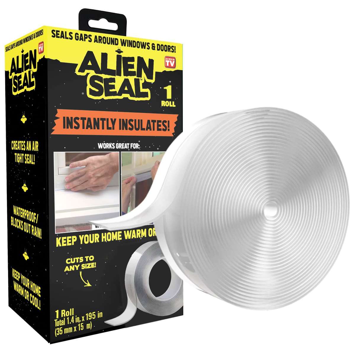 Alien Draft Seal Under Door Draft Stopper 1 Roll 195 in. Anti-Drip Adhesive and Flexible Flap to Sea