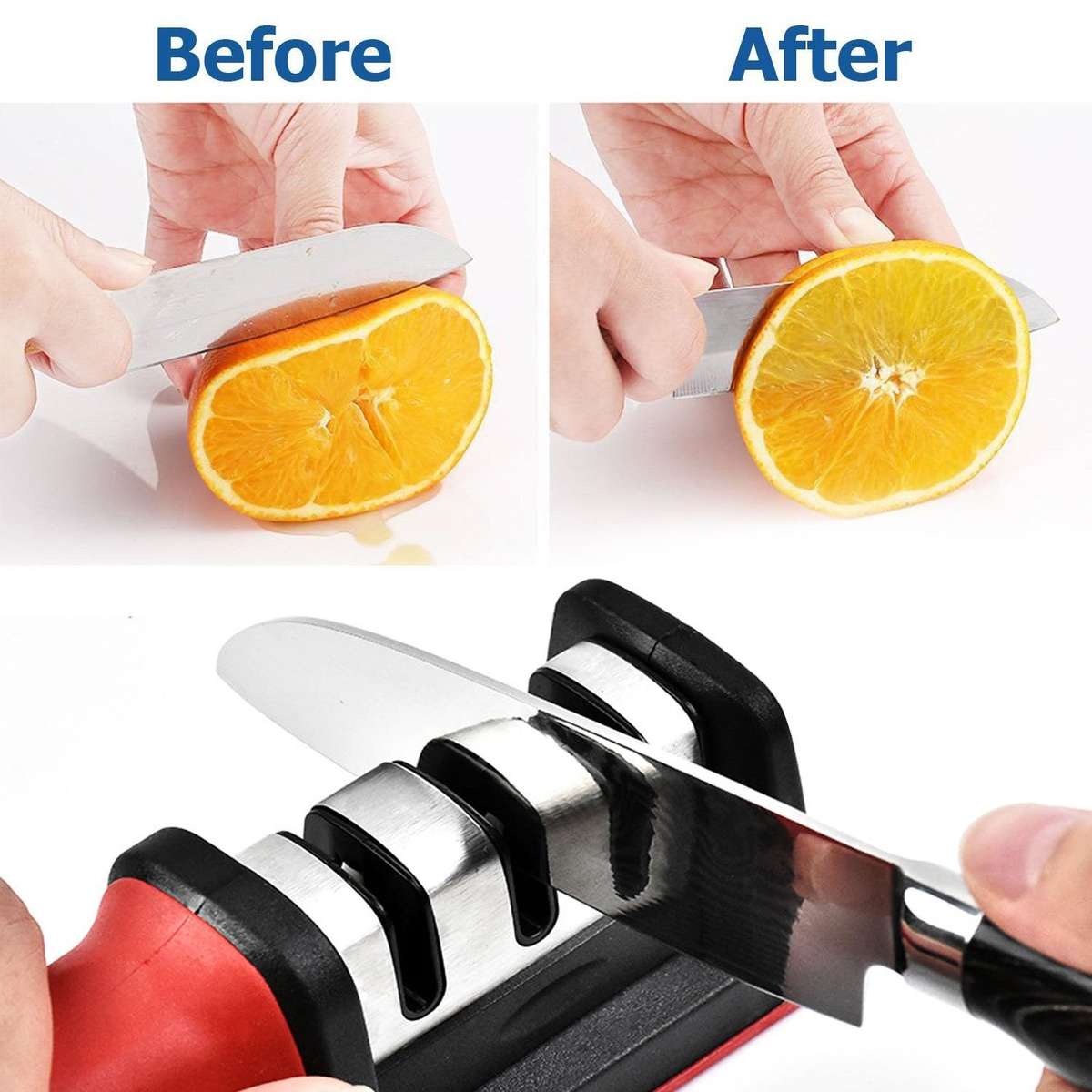ResArea Knife and Scissor Sharpeners 3 Stage Knife Sharpener 3-in-1 Knife and Scissors Sharpener wit