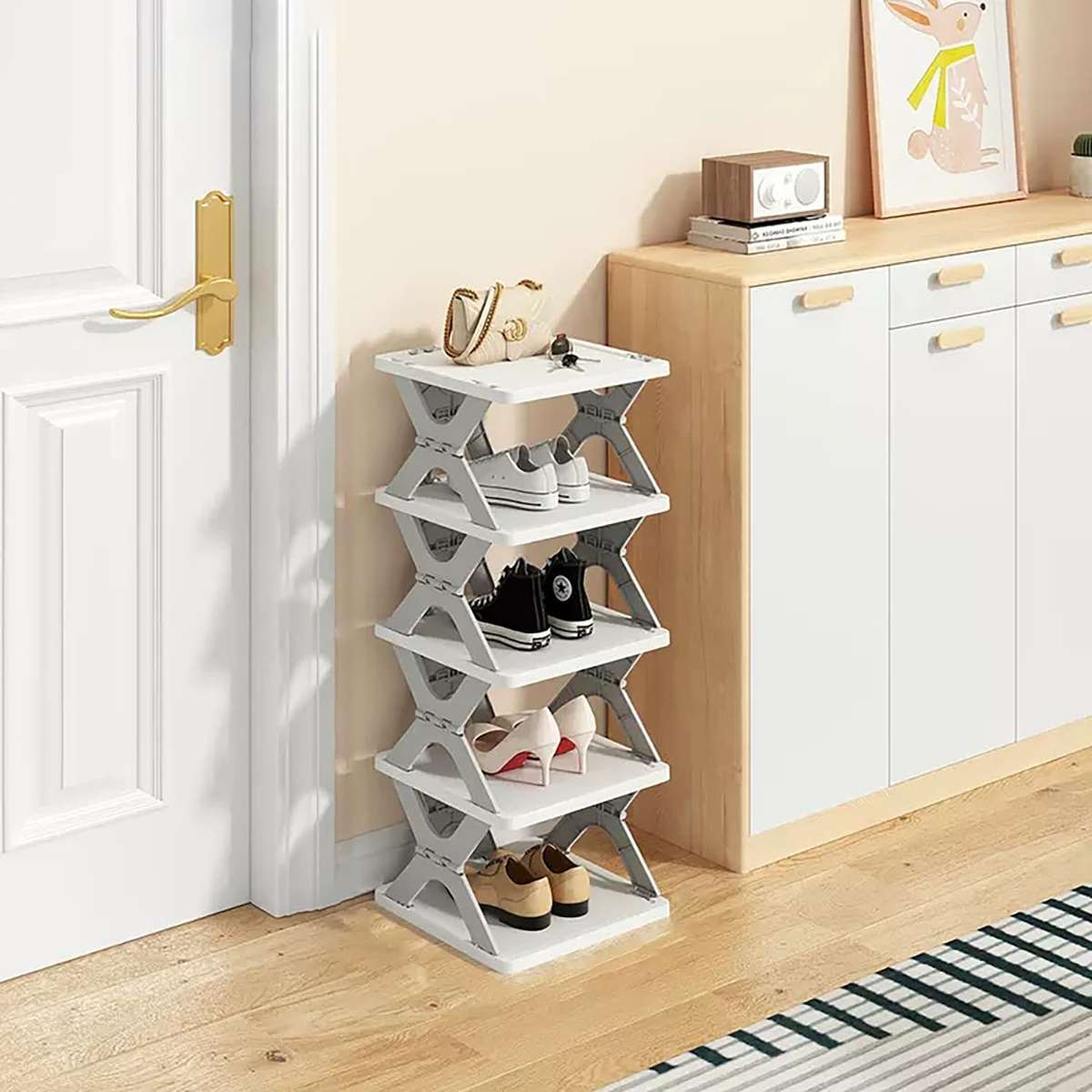 Smart Store Collapsible Shoes Stand,Shoe Tower Rack Suit for Small Spaces,Closet,Small Entryway,Easy