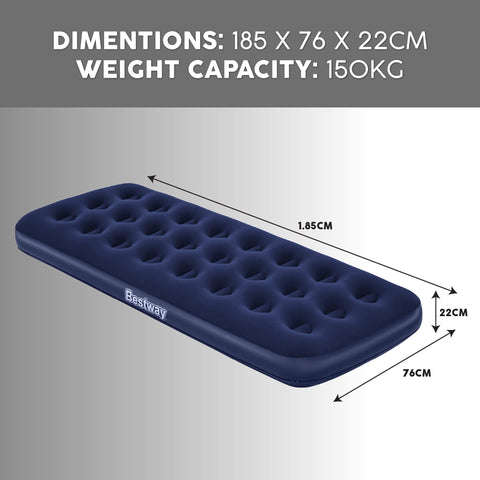 1.85m x 76cm x 22cm Single Mattress Air Bed For Camping