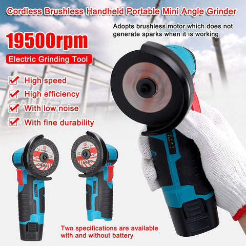 Toplionace 19500RPM 12V Rechargeable Mini Angle Grinder 800W Handheld Lithium Battery Cordless Poli
