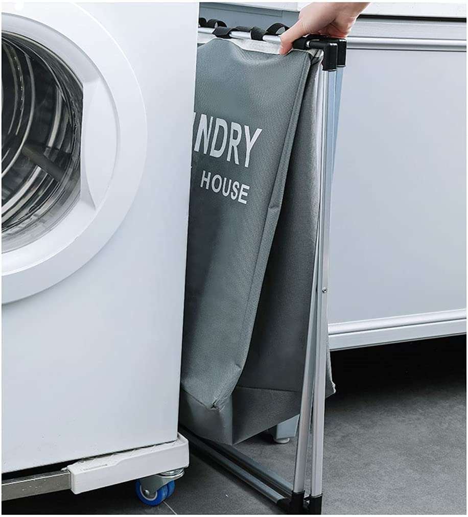 Waterproof Sorting Basket Trash Can Hotel Bathroom, Laundry Basket Foldable 2 Sections