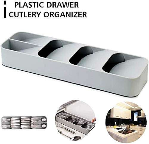 Plastic Drawer Cutlery Organizer Tray Kitchen Storage Holder Rack for Cutlery Silverware Compact Cut