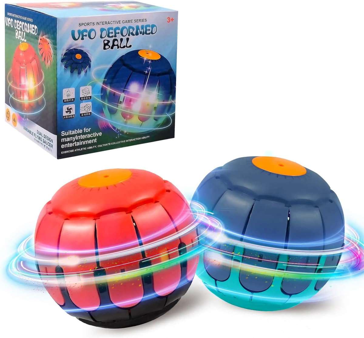 Frisbee Ball Flying led Deformed Flying Saucer Ball Magic Light Flying Saucer Frisbee Turns into Bal