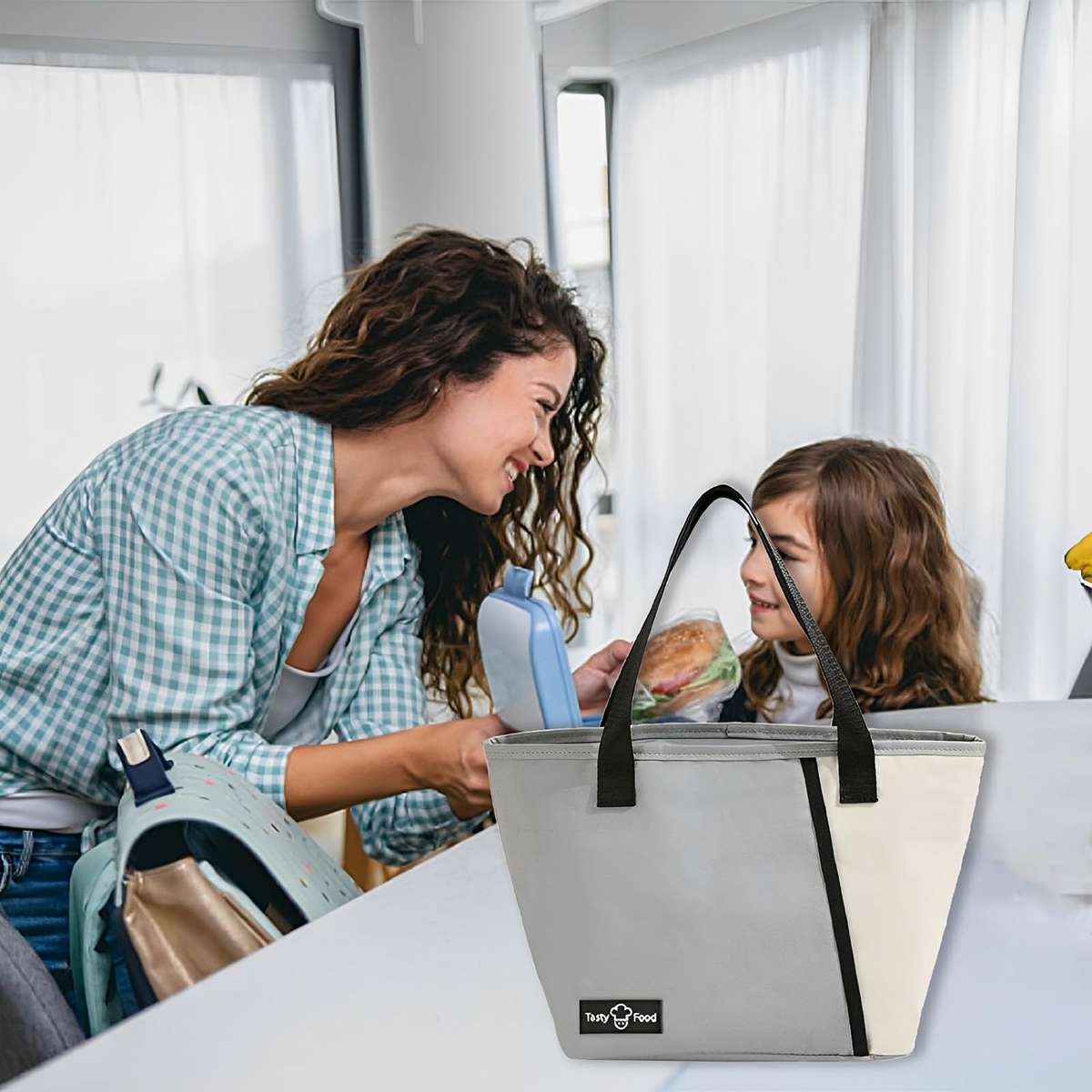 Insulated Lunch Bag/Outdoor Picnic Bag/Warmer Bag for Office Worker (Gray)