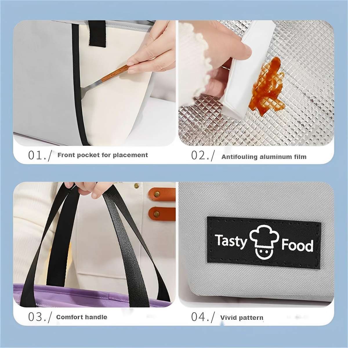 Insulated Lunch Bag/Outdoor Picnic Bag/Warmer Bag for Office Worker (Gray)