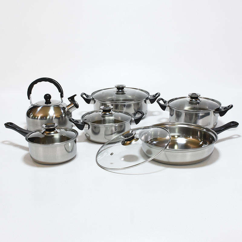 Non stick 12 pieces cooking pot set multi-function stainless steel cookware set