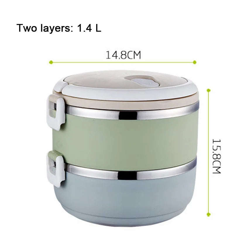 Stainless Steel Bento Gradient Color Seal Lunch Box Round Shape Portable Kids Food Container Picnic