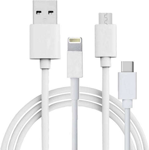 Treqa CA-820 Data Charging Cable 3 in 1 Lightning Pin V8 And Type C 2A