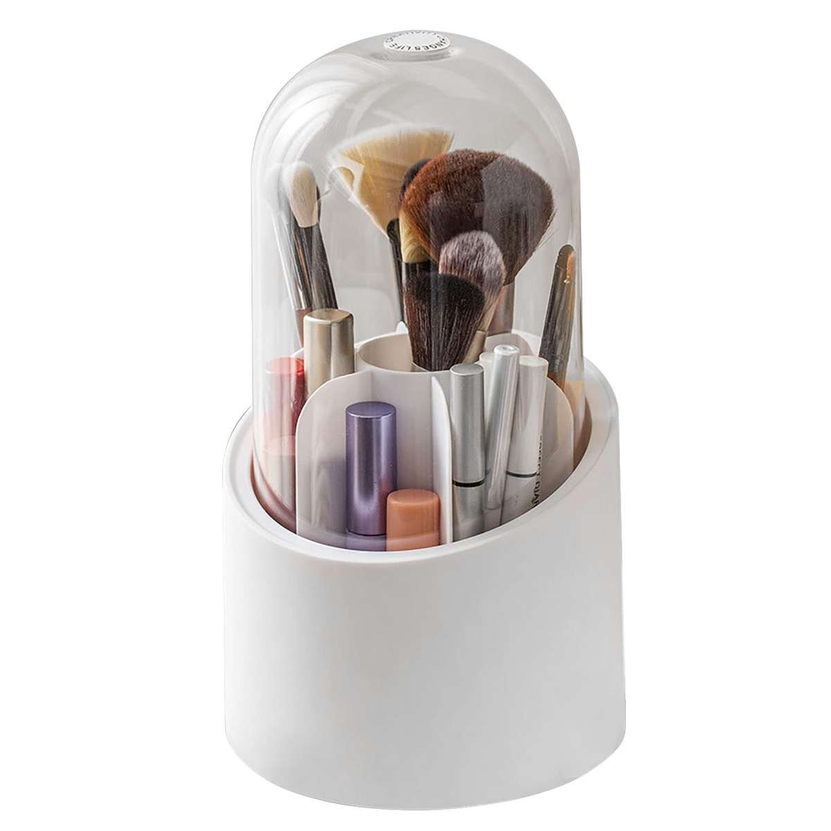 Makeup Brush Holder Organizer with Lid 360 Rotating Dustproof Makeup Brushes Container