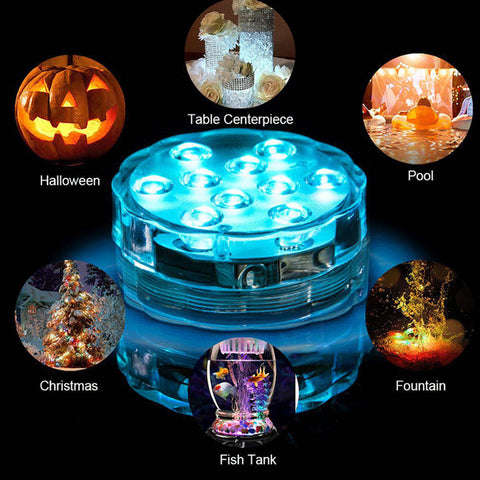 10LED RGB Submersible Waterproof Pool Wedding Party Vase Light with Remote Control Christmas Gift
