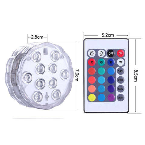 10LED RGB Submersible Waterproof Pool Wedding Party Vase Light with Remote Control Christmas Gift