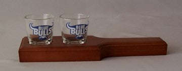 Blue Bulls Shot Glasses with Tray (2 Glasses)