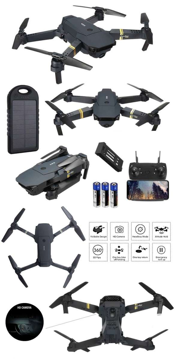 Foldable Pro 4k Micro Drone Kit - Includes Power Bank and AA Batteries For Remote