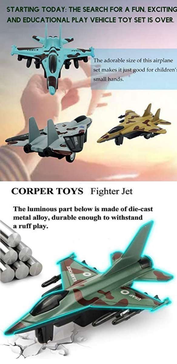 Die-cast Pull Back Military Fighter Jet Model Set - 4 Piece
