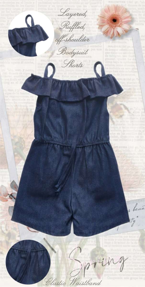 Baby & Toddler Girls Ruffled Denim Bodysuit
