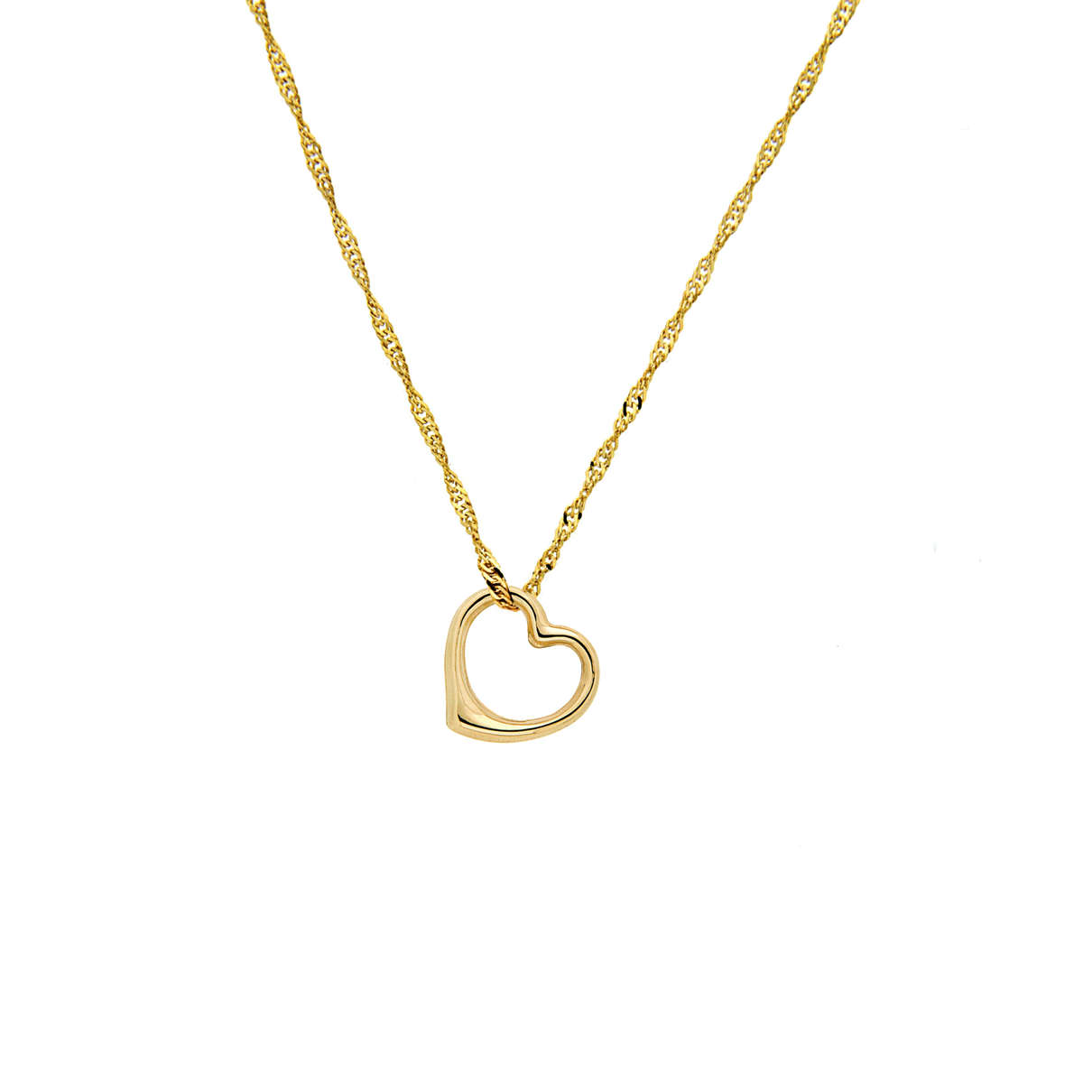 Yellow Gold Floating Heart Necklace
