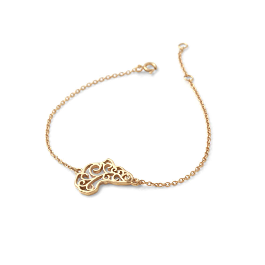 Diamond Africa Map Bracelet - Gold