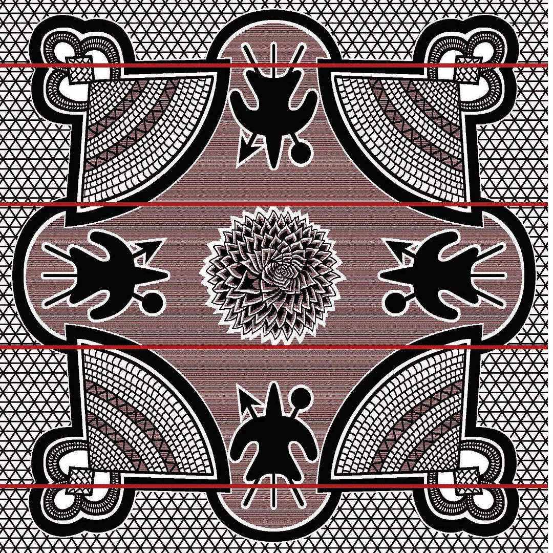 Kharetsa - Aloe | Black / Natural / Scarlet | Basotho Blanket