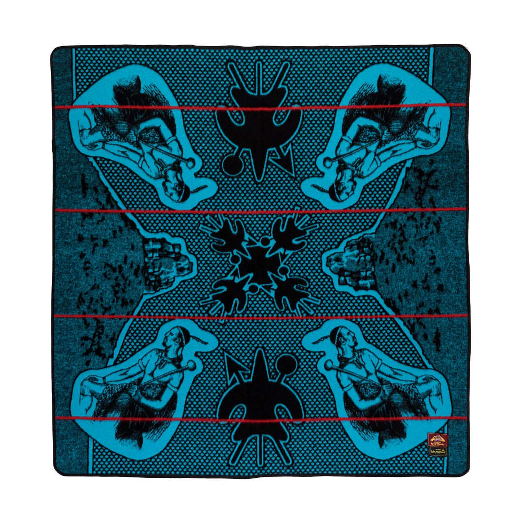 Moshoeshoe | Black / Peacock / Scarlet | Basotho Blanket